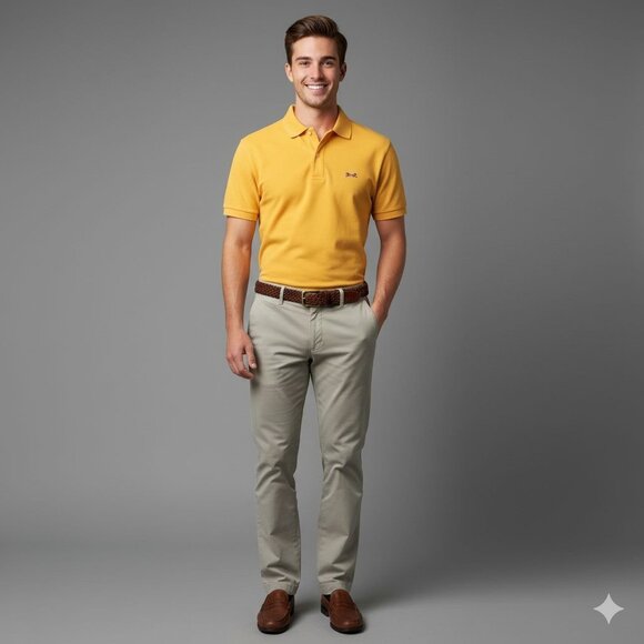 Le Tigre The Classic Light Orange Two Button Placket Polo Shirt Men's Large - Picture 3 of 7